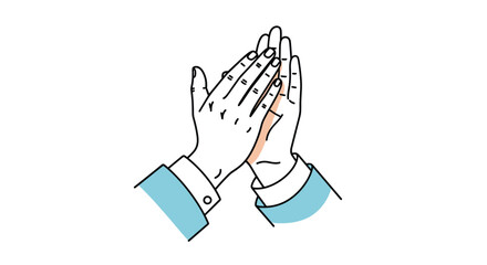 Obraz premium Illustration of two hands wearing light blue shirt sleeves clapping together in a gesture of applause and congratulations.