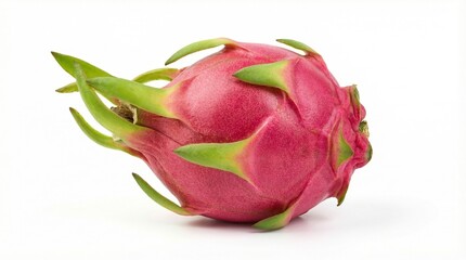 A whole dragon fruit pink skin isolated on a white background