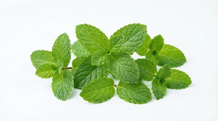 Fresh peppermint leaves isolated on a white background
