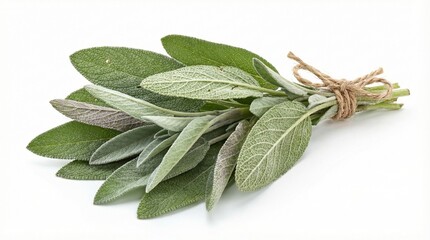 Fresh sage leaves bunch isolated on a white background