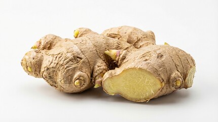 Raw ginger root isolated on a white background