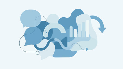 Abstract Blue Shapes and Arrows Design.