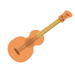 Fototapeta premium Cute ukulele illustrated in a flat vector style with a toy-like look. Simple shapes and playful design on a white background. Perfect for kids’ illustrations, music themes, toys, and nursery decor.