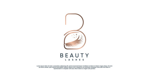 Letter B logo design with lash concept Premium Vector © arsyi_06