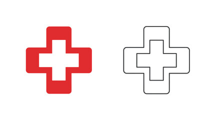 Fototapeta premium Red and white plus signs a healthcare symbol comparison illustration