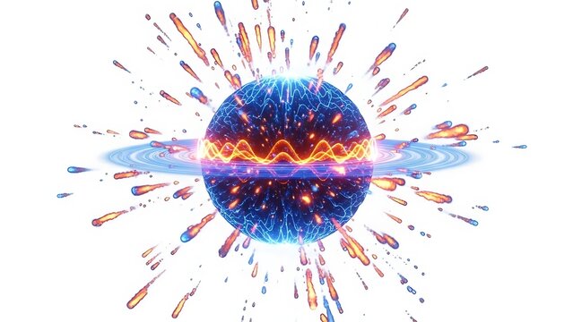 Vibrant blue and orange energy explosion in space with dynamic wave patterns