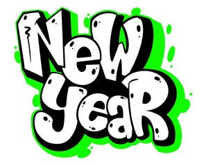 Naklejka premium Letter New Year, New Year letter illustration with cool simple graffiti pattern and bright colors