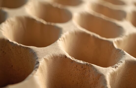 Cardboard honeycomb structure with hexagonal cells. Recycled paper material for packaging and protection. Eco friendly design elements for crafts.