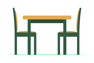 Table and chairs icon. Colored silhouette. Front and side view. Vector simple flat graphic illustration. Isolated object on a white background.
