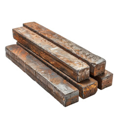 A stack of rusty metal bars on a black background