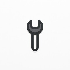 Monochrome wrench icon with thin strokes, minimal style, isolated on white background, simple tool symbol, clean and modern design, aspect ratio balanced