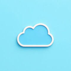Cloud icon pastel blue background minimal style, white outline symbol, modern digital storage concept, soft color, simple design, technology, cheerful mood