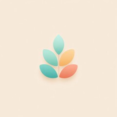 Pastel eco leaf icon with water drop shape soft palette minimal design nature inspired calm and modern suitable for wellness organic or eco friendly branding