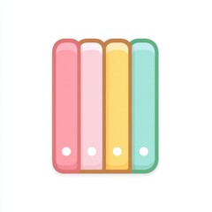 Pastel notebook icon with soft colors, thin outline, and minimal design, representing education, organization, and stationery in cheerful and modern style