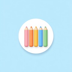 Pastel colored pencil icon with soft colors, minimal style, and white circular background, perfect for education, creativity, and playful design concepts