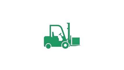 Green forklift with pallet in industrial setting for logistics and warehouse operations