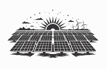 Huge areas and buildings covered with flat solar panels