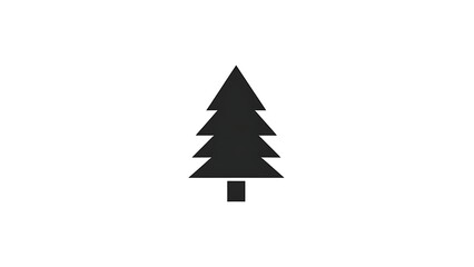 Fototapeta premium Simple black silhouette of a pine tree on white background