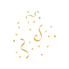Gold confetti, serpentine ribbons  illustration.
