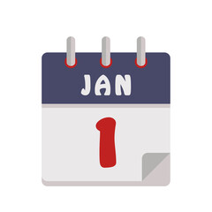 Calendar page, January 1. New Year's holiday. Paper calendar. 