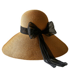A stylish straw hat with a black ribbon