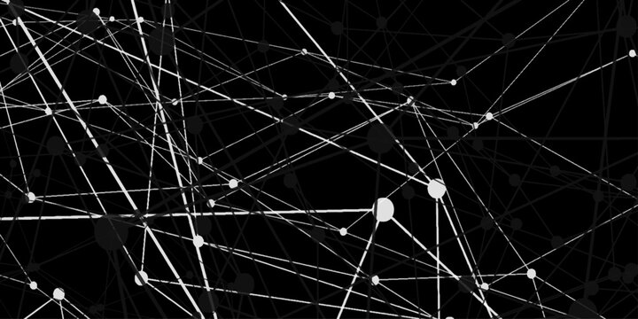 Abstract connecting dots and lines with geometric background. Geometric plexus structure cybernetic concept. Internet connection network digital technology with connecting points Represent network.