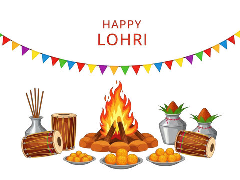 Happy lohri celebration with traditional elements