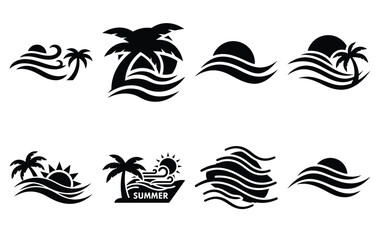 Silhouette of summer breeze lines vector icon set collection. summer icons concept isolated on white, vector illustration