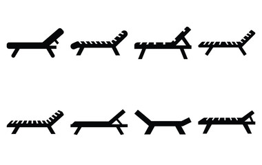 Silhouette of sun lounger vector icon set collection. summer icons concept isolated on white, vector illustration