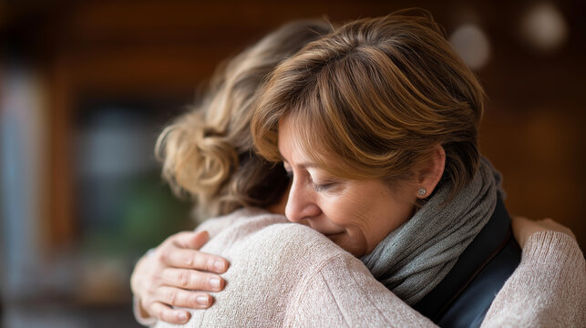 Faceless woman comforting and giving encouragement to sad friend heavily defocused background anonymous person providing emotional support friendship care and empathy with