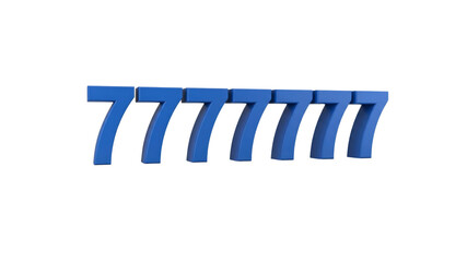 Seven blue 3D numbers