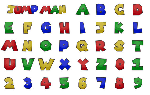JumpMan Alphabet Illustration video game cartoon 3d