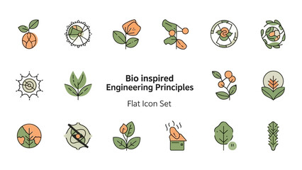 Bio Inspired Engineering Principles Icon Set.