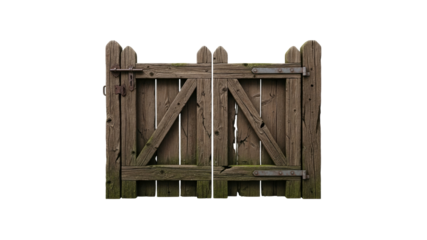 Old Rustic Wooden Gate with Moss