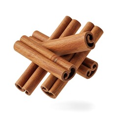 Pile of Cinnamon Sticks on White