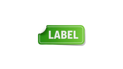 Green label with rolled up corner