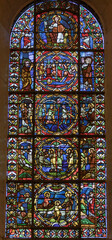 Stained glass window in church