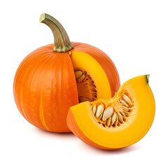 Fresh Pumpkin Cut Open Showing Seeds and Flesh