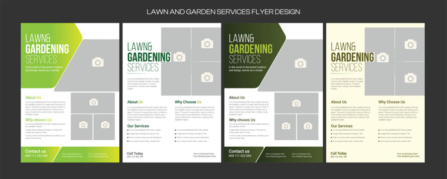 lawn and garden flyer design template landscaping services Tree and gardening service poster leaflet design. Lawn Care and Gardening Services Flyer Design, Landscaping leaflet design set 