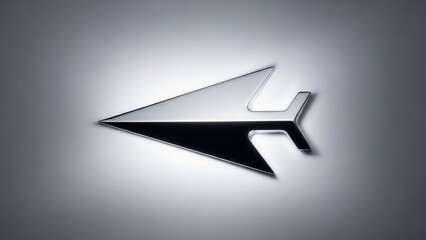 glossy metallic arrowhead with a symmetrical shape and sharp edges, crafted in a modern style with a chrome finish