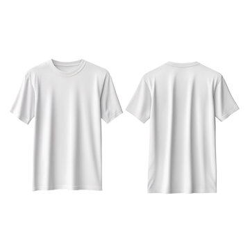 plain white t-shirt mockup template, front and back view isolated on transparent background
