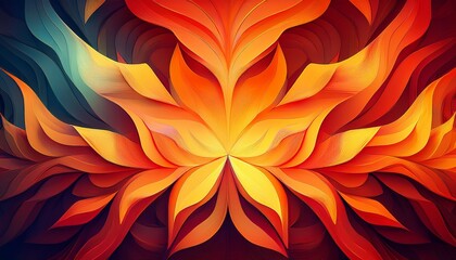 angular flame shapes in geometric design with a warm color gradient effect