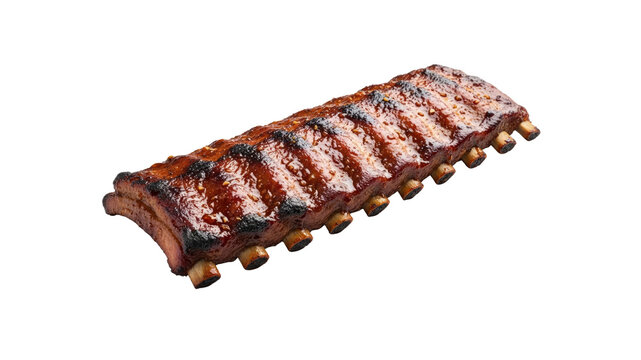 Rack of barbecued ribs isolated on Transparent Background