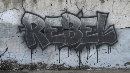 Rebel Graffiti on Cracked Wall