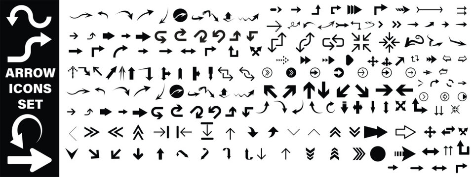 Arrow icons set. Arrow collection. Simple arrow big set. Collection different Arrows on flat style for web design or interface Arrow  big set design Vector illustration