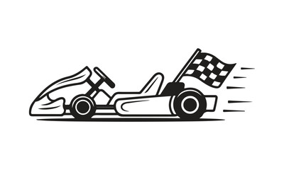 Obraz premium Go Kart Racing Driver Silhouette vector icon On Editable