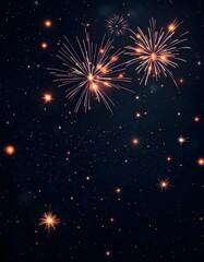 Cinematic abstract new year background featuring glowing fireworks accents and seamless 2026 integration with elegant minimal visual harmony