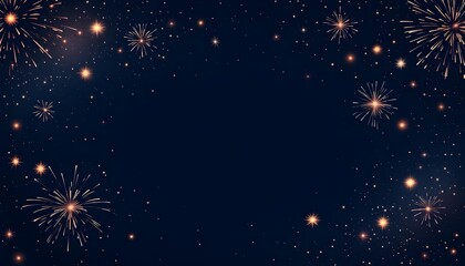 Clean abstract celebration design combining subtle fireworks effects and modern 2026 typography within refined cinematic lighting and minimal layout