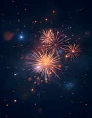Modern minimalist celebration background presenting 2026 integrated with soft fireworks bursts muted lavender gold palette and clean cinematic finish