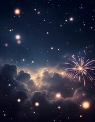 Minimal abstract fireworks celebration design showcasing modern 2026 with lavender gold tones cinematic lighting and elegant negative space composition clarity